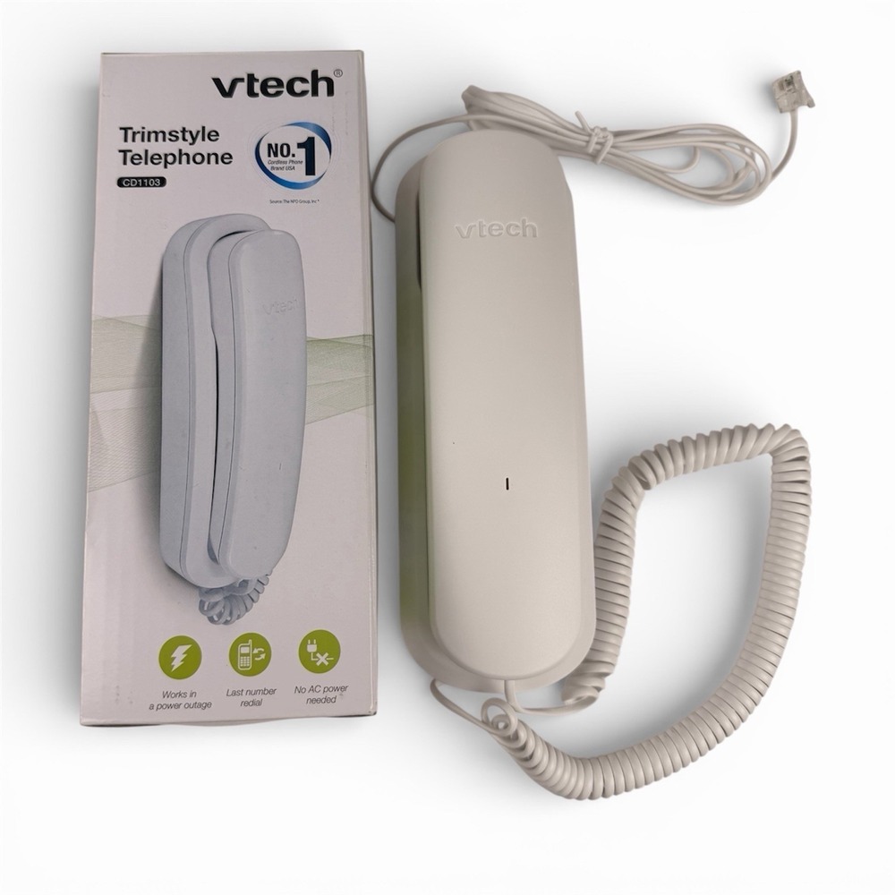 VTech Trimstyle Corded Telephone CD1103 - White. No AC Power Needed‎ New